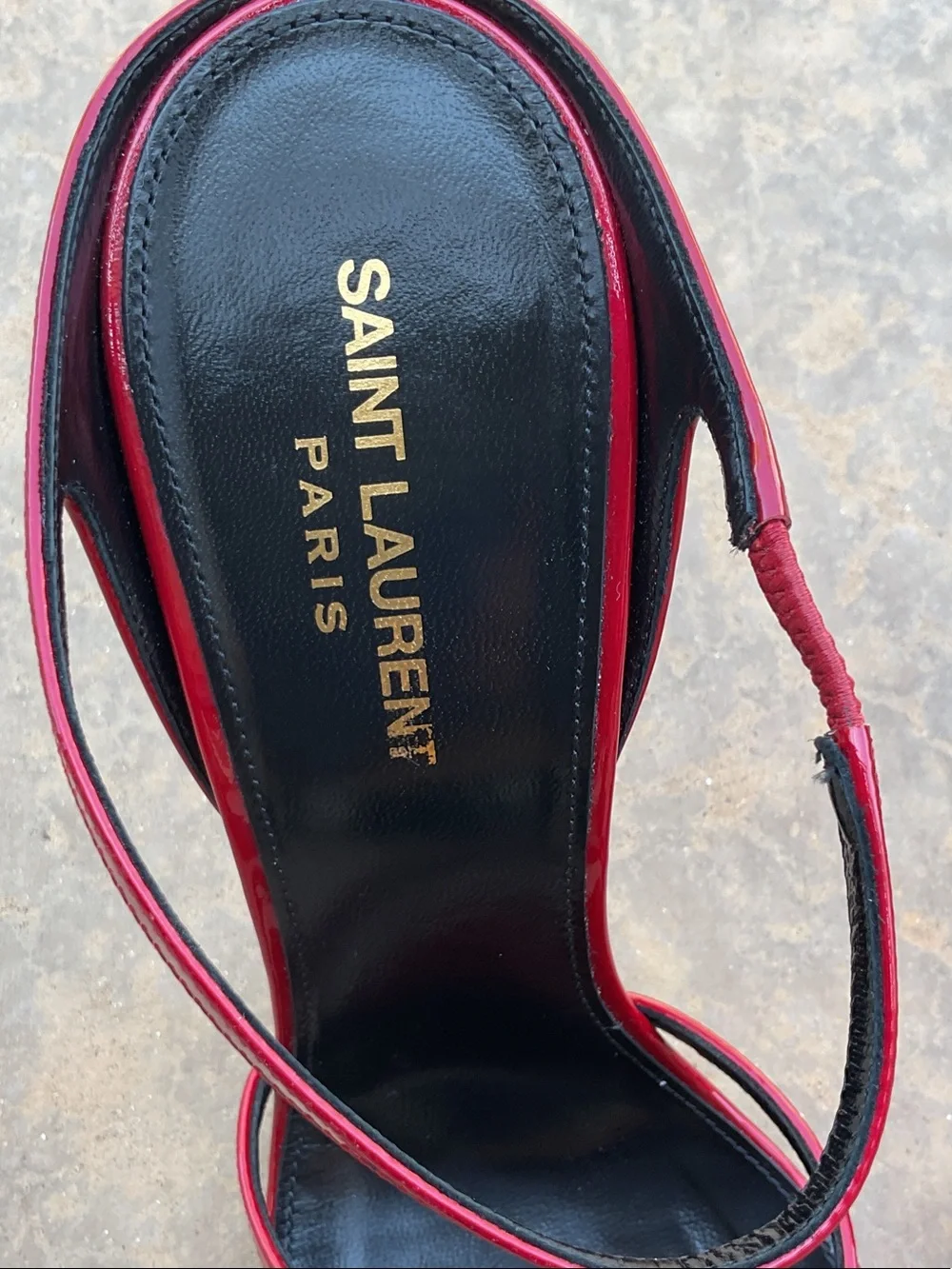 Saint Laurent Burgundy Patent Leather Strappy Pointed-Toe Heels - Picture 4 of 7